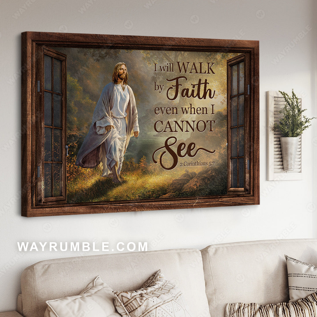 Walking with Jesus, Magic forest, Sunny day, I will walk by faith - Jesus Landscape Canvas Prints, Christian Wall Art