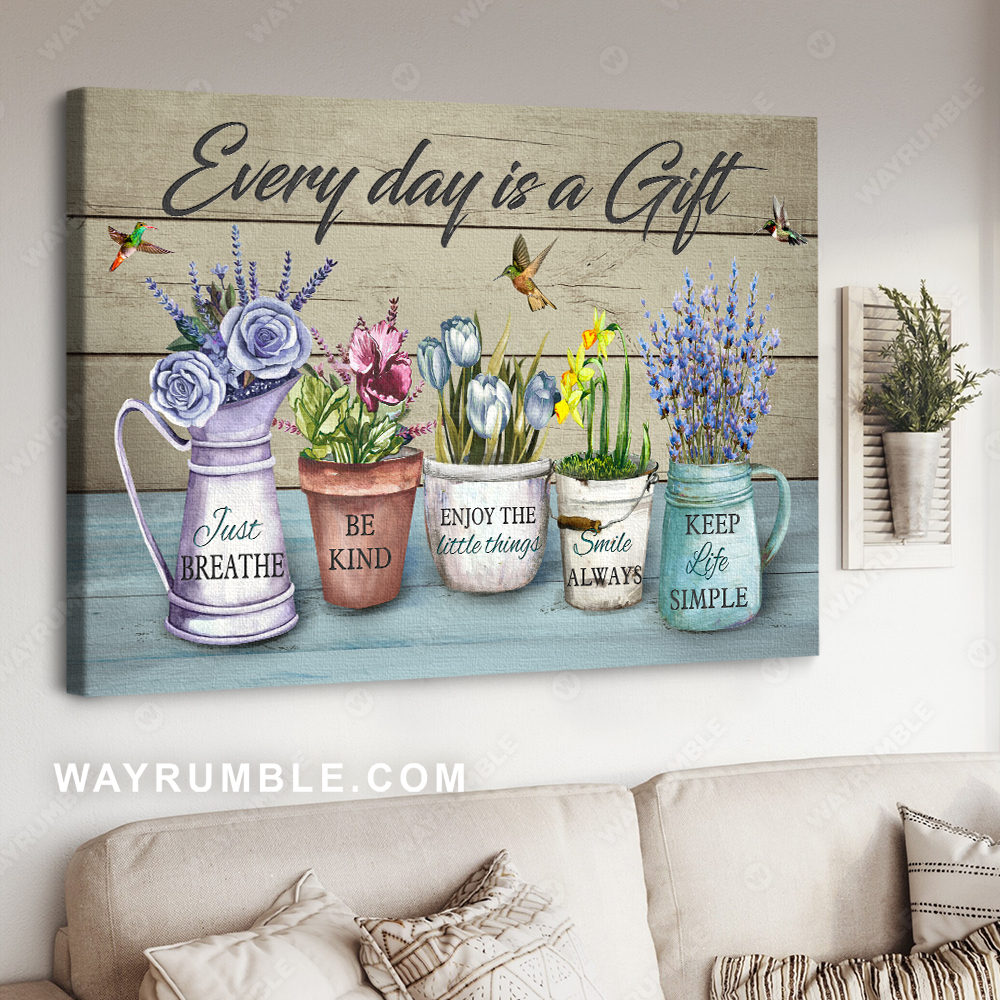 Purple rose, Flower drawing, Garden painting, Every day is a gift - Jesus Landscape Canvas Prints, Christian Wall Art