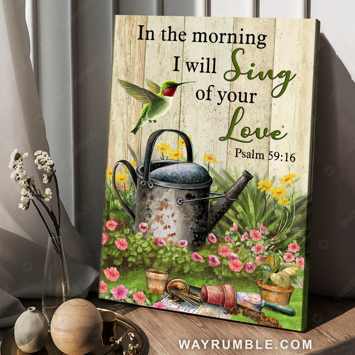 Hummingbird, Garden painting, Wild flower, I will sing of your love - Jesus Portrait Canvas Prints, Christian Wall Art