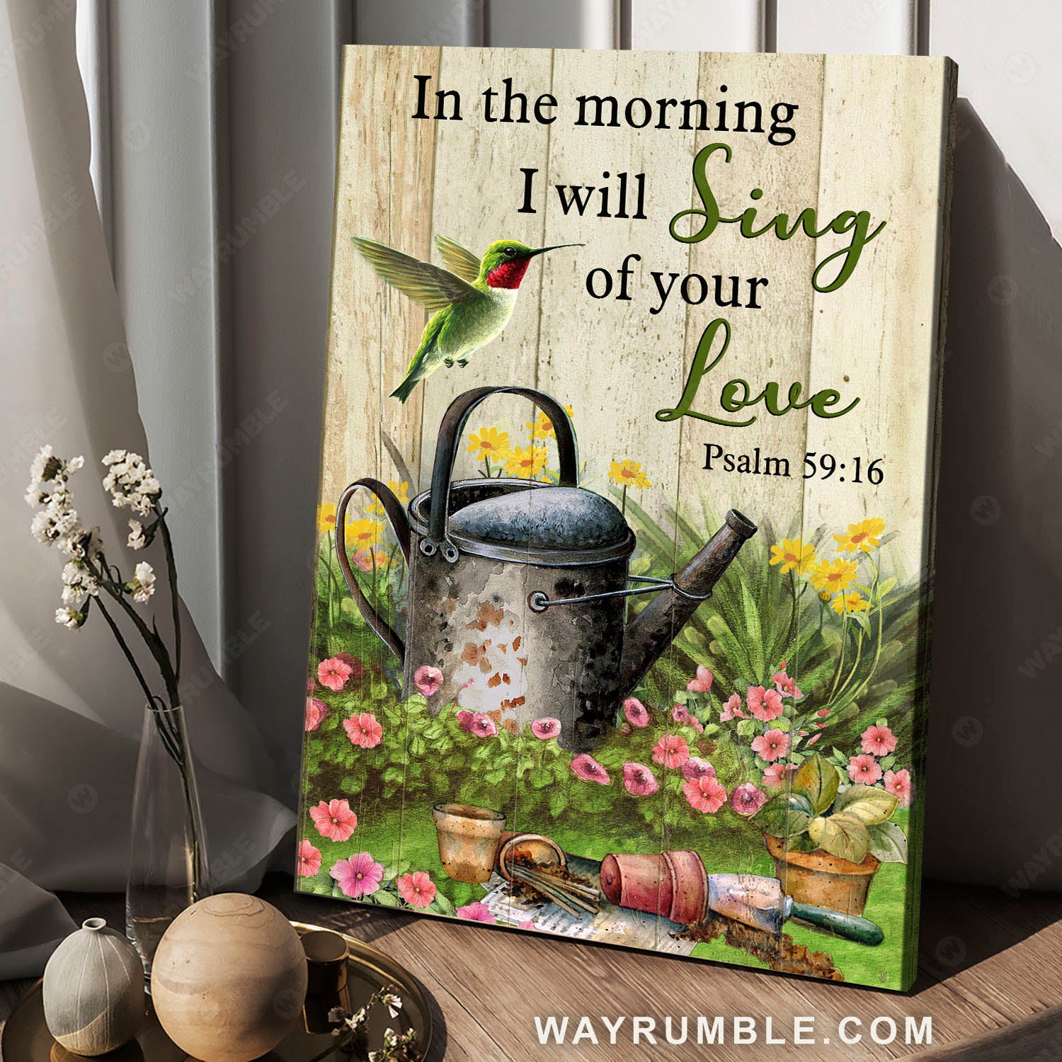 Hummingbird, Garden painting, Wild flower, I will sing of your love - Jesus Portrait Canvas Prints, Christian Wall Art