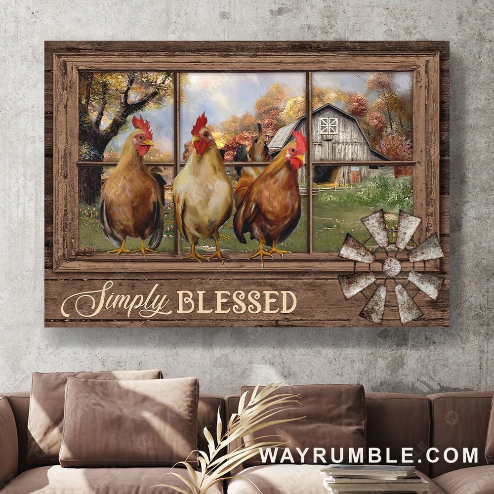 Chicken drawing, Green meadow, Autumn forest, Windmill, Simply blessed - Jesus Landscape Canvas Prints, Christian Wall Art