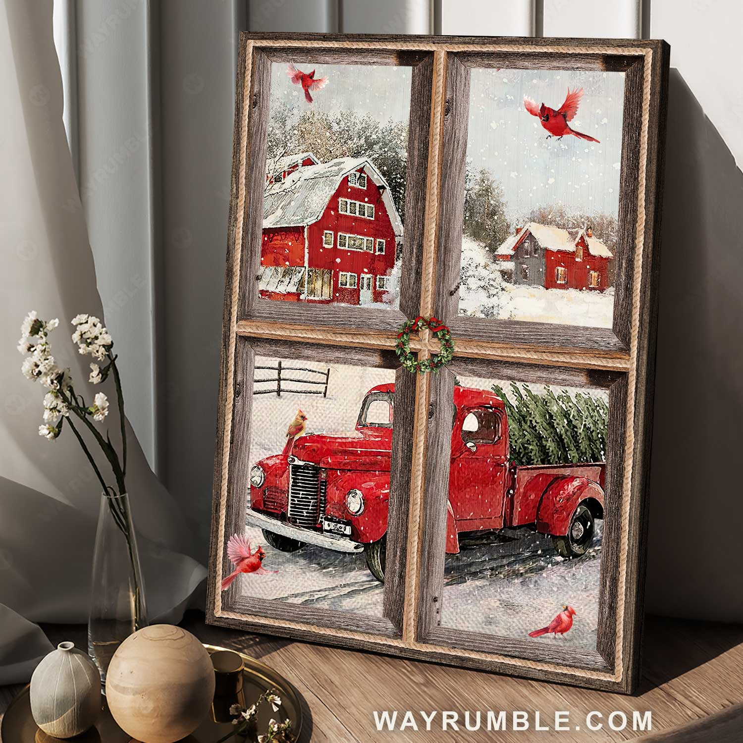 Happy Christmas, Beautiful ladybug car, Pretty countryside painting - Jesus Portrait Canvas Prints, Home Decor Wall Art