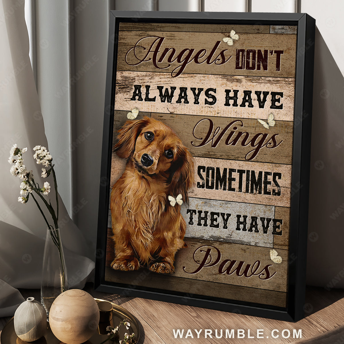 Little Dachshund, Pretty butterfly, Angels don&#39;t always have wings - Jesus Portrait Canvas Prints, Christian Wall Art