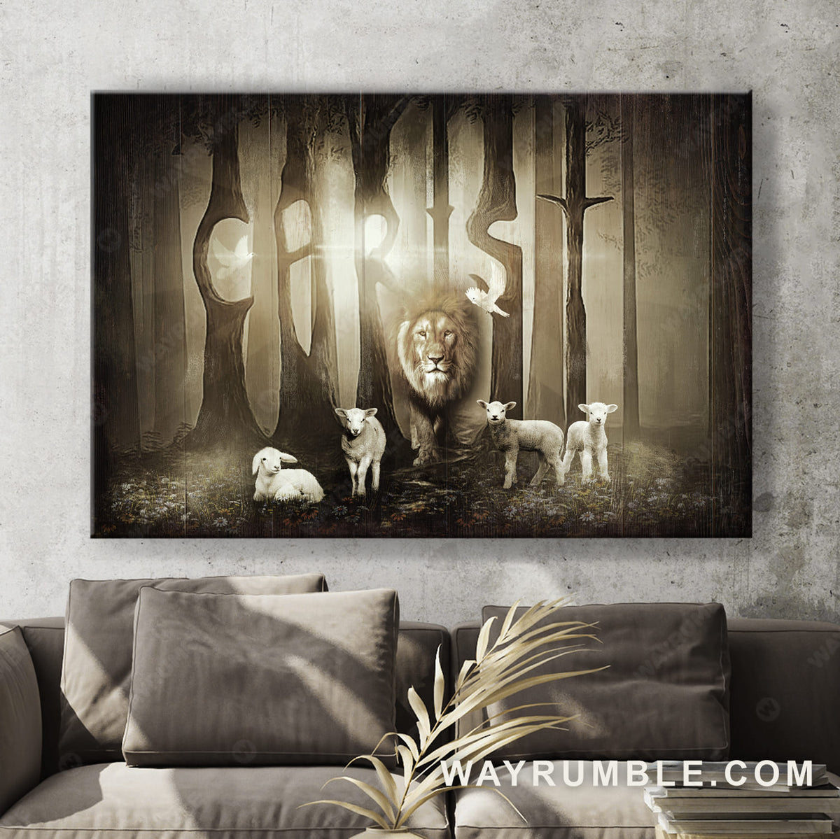 Lion of Judah, Lambs of God, Light forest, Christ - Jesus Landscape Canvas Prints, Christian Wall Art
