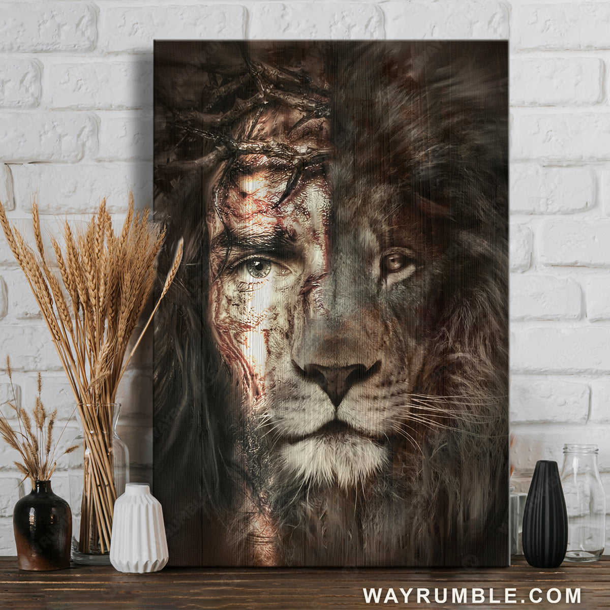 Jesus painting, The lion of Judah, The perfect combination - Jesus Portrait Canvas Prints, Wall Art