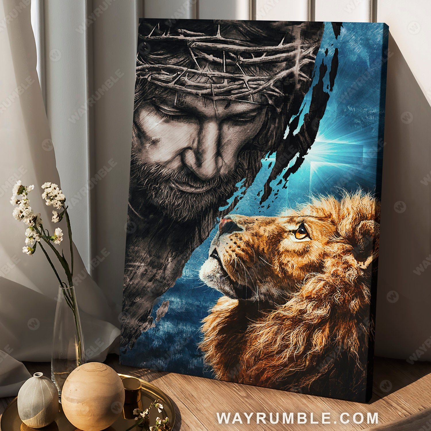 Jesus painting, Lion of Judah, Jesus is our savior - Jesus Portrait Canvas Prints, Christian Wall Art