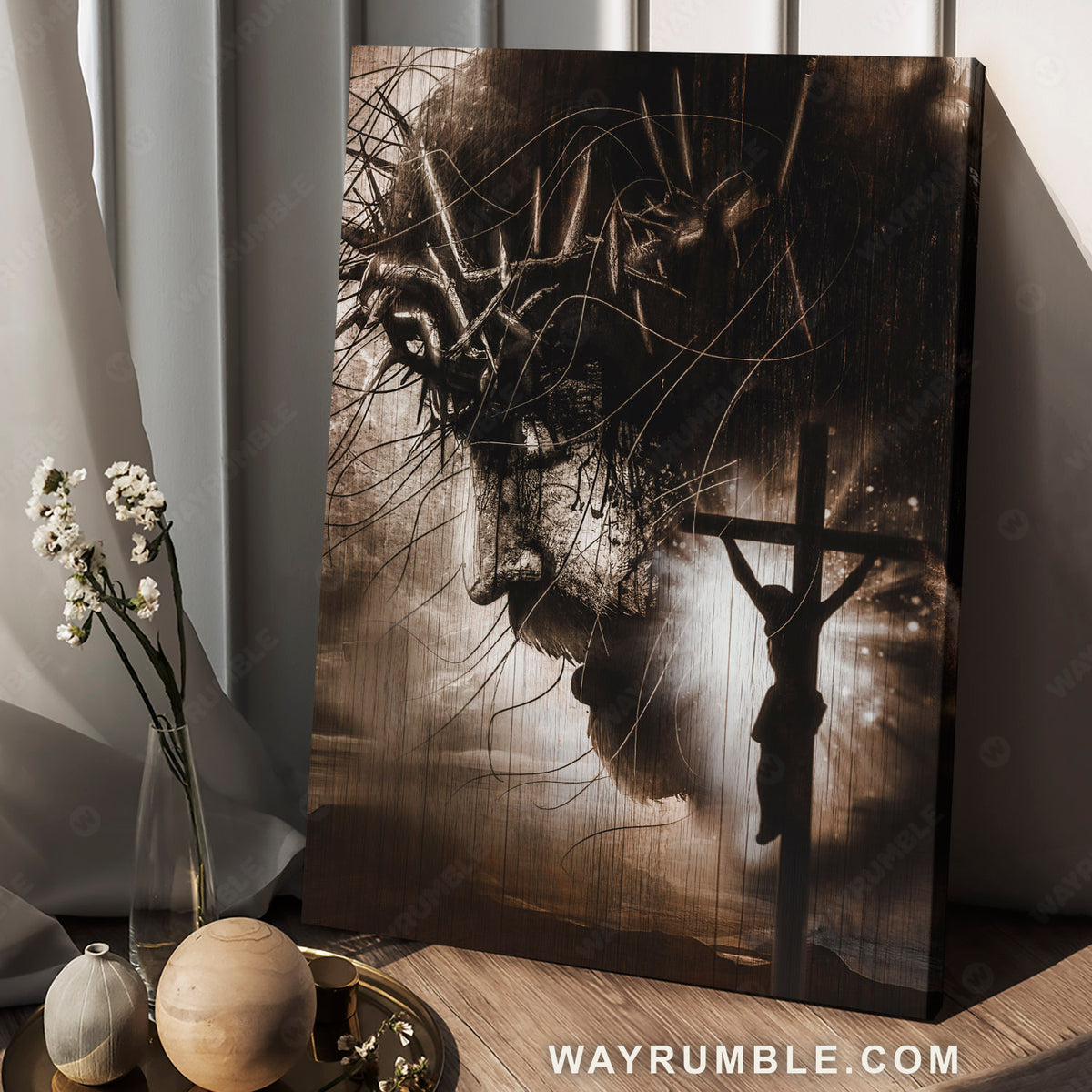 Jesus painting, Jesus profile, The sacrifice of Jesus Christ - Jesus Portrait Canvas Prints, Christian Wall Art