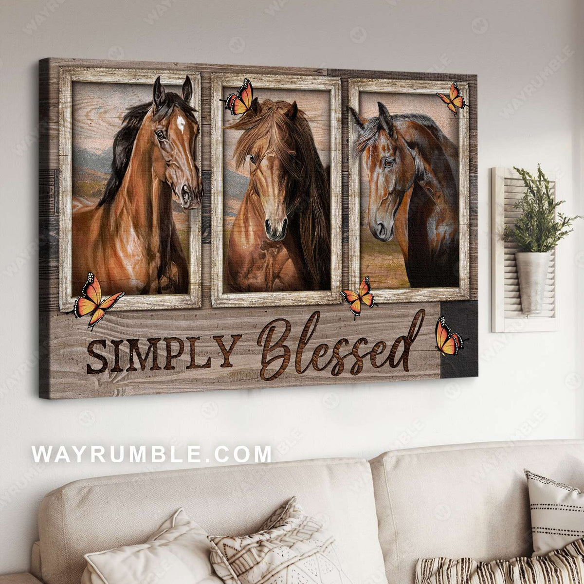 Horse painting, Amazing brown horses, Simply blessed - Jesus Landscape Canvas Prints, Christian Wall Art