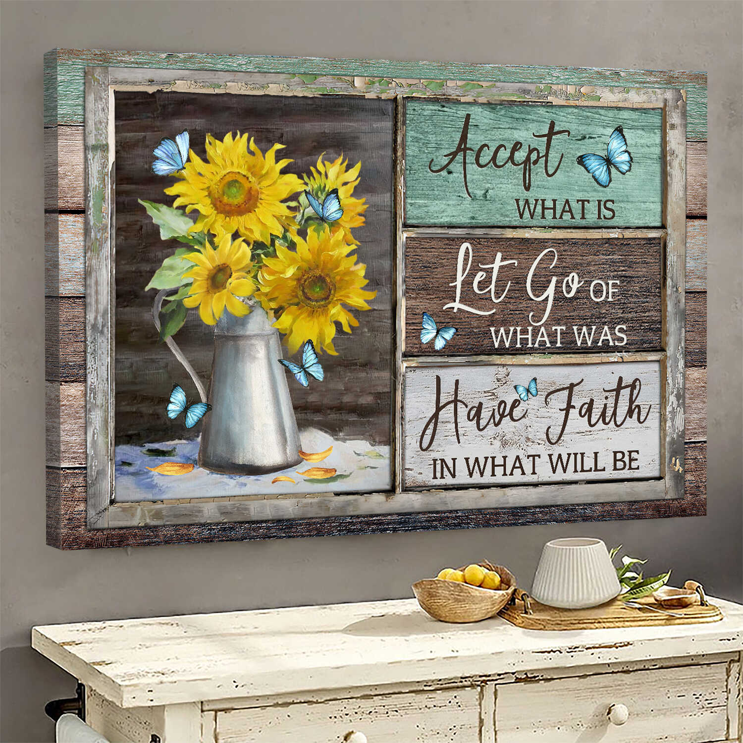 Butterfly, Sunflower, Have faith in what will be - Jesus Landscape Canvas Prints, Wall Art