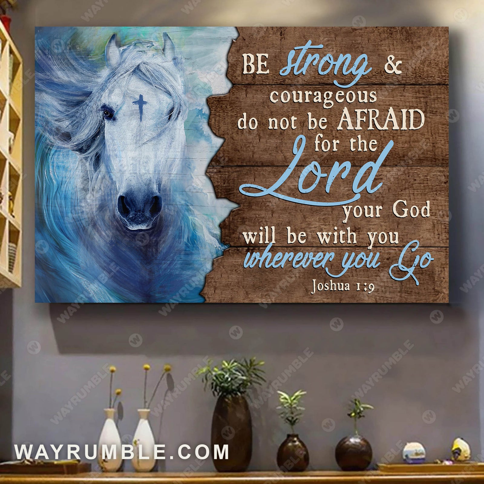 White horse, For the Lord will be with you whenever you go - Jesus Landscape Canvas Prints, Wall Art