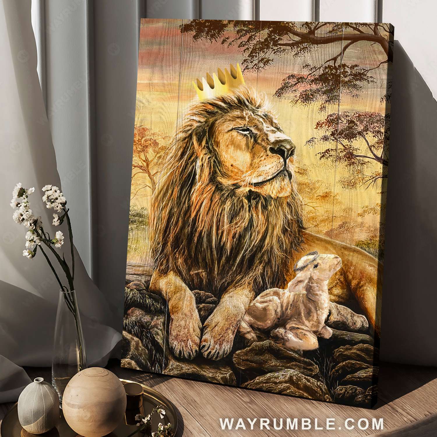 Lion of Judah, Lamb of God, The amazing lion king, A peaceful day - Jesus Portrait Canvas Prints, Christian Wall Art