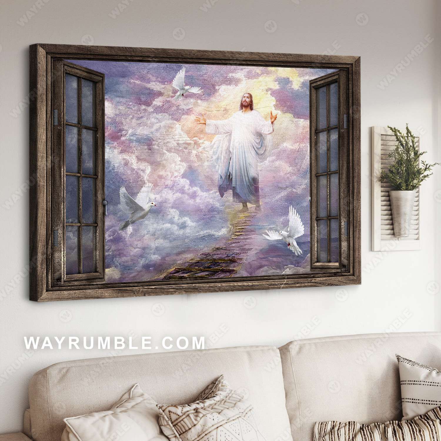 Jesus painting, Heaven's light, Behind the cloud, Jesus takes me to heaven - Jesus Landscape Canvas Prints, Christian Wall Art