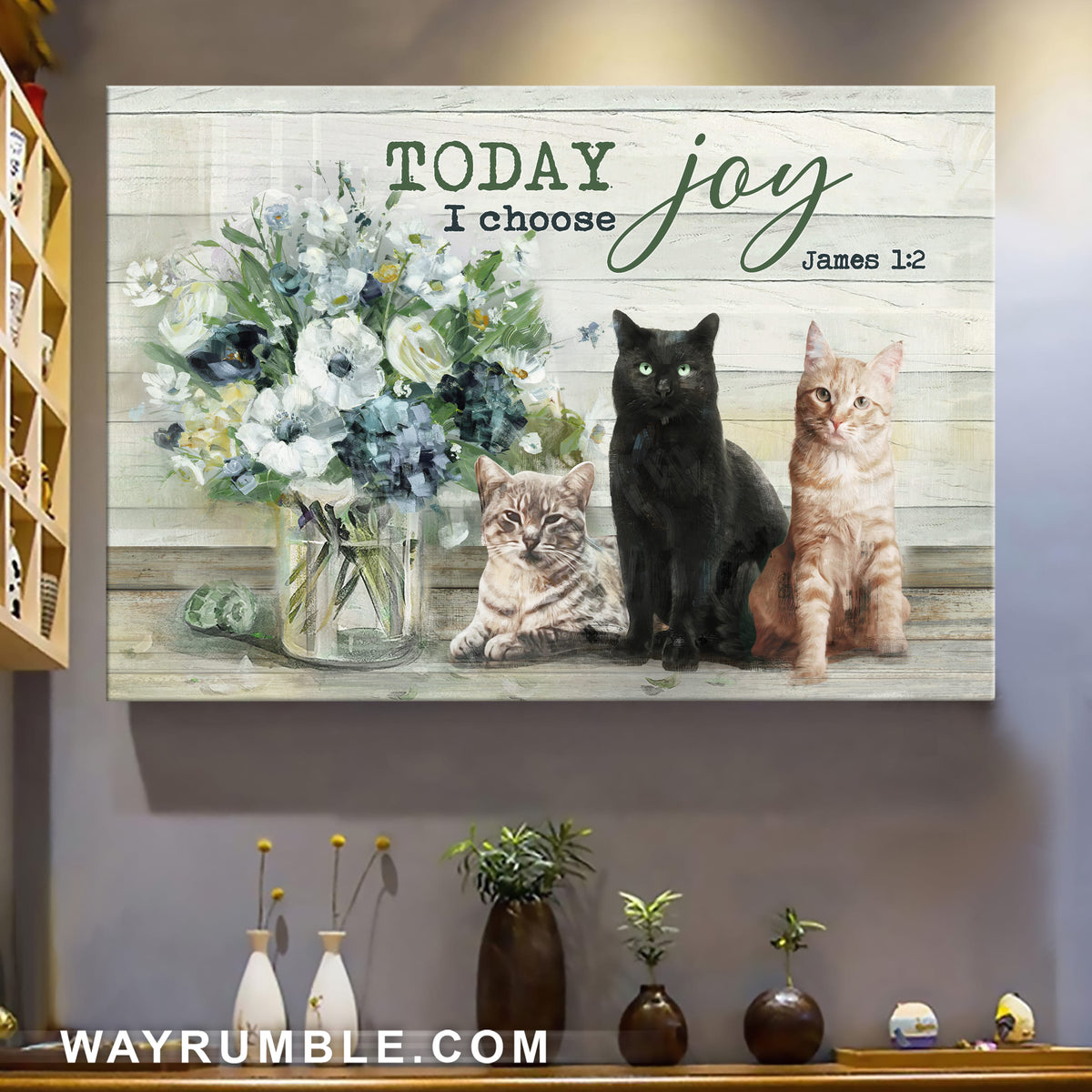 Adorable cats, Flower vase, Today I choose joy - Jesus Landscape Canvas Prints, Wall Art