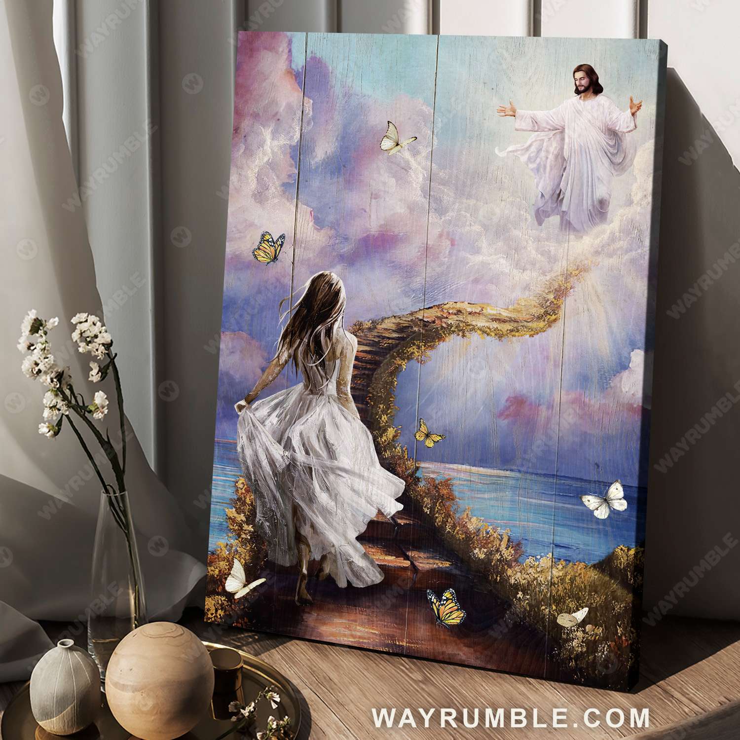 Jesus painting, Beautiful girl drawing, Path to heaven, Jesus is waiting - Jesus Portrait Canvas Prints, Christian Wall Art