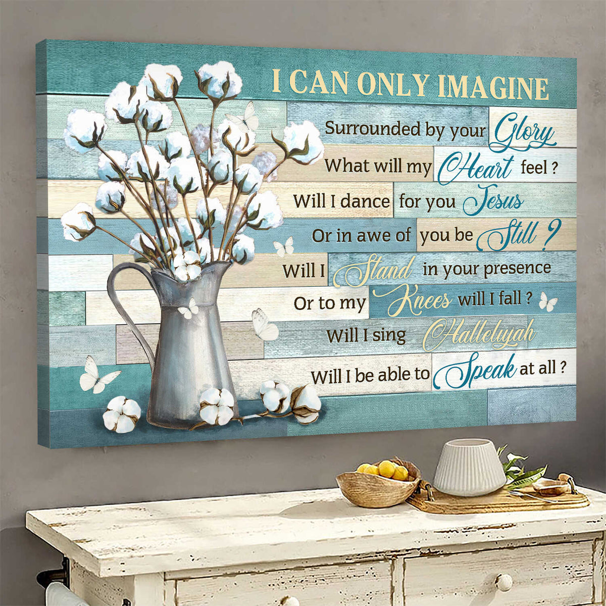 Cotton flower painting, I can only imagine - Jesus Landscape Canvas Prints, Wall Art