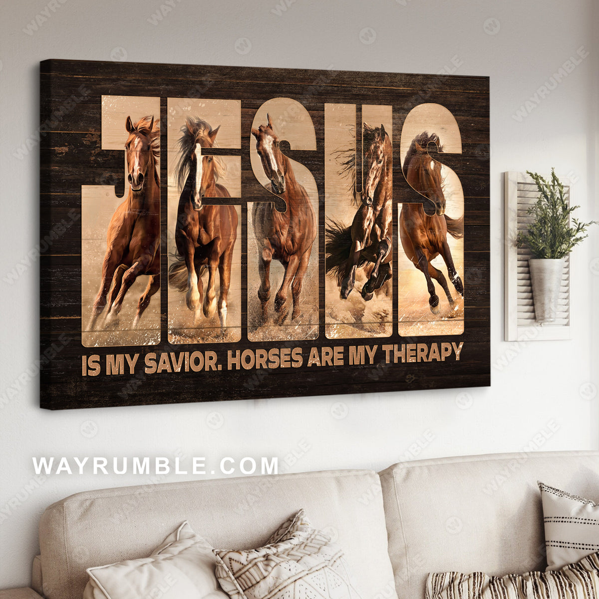 Horse painting, Running horses, Jesus is my savior - Jesus Landscape Canvas Prints, Christian Wall Art