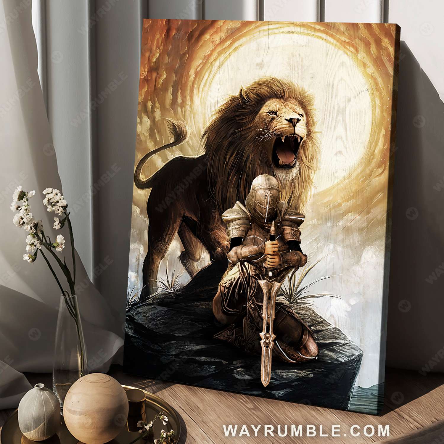 Knight of God, Lion of Judah, Beautiful sky, Under the command of God - Jesus Portrait Canvas Prints, Christian Wall Art