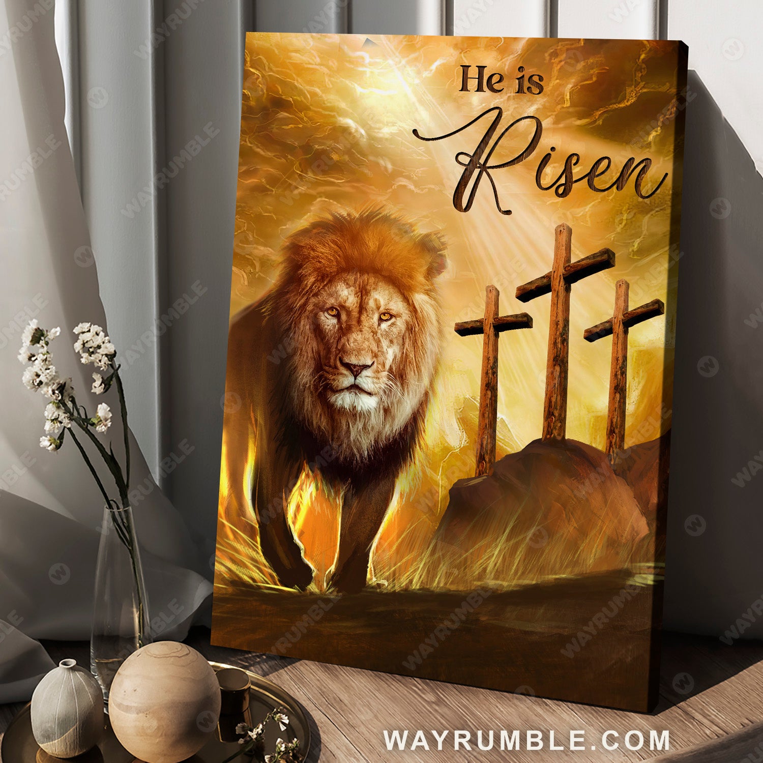 Lion of Judah, Lion painting, The rugged cross, He is risen - Jesus Portrait Canvas Prints, Christian Wall Art