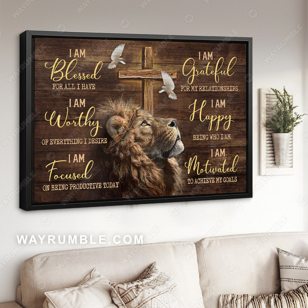 Lion drawing, Lion of Judah, The old rugged cross, I am blessed for all I have - Jesus Landscape Canvas Prints, Christian Wall Art