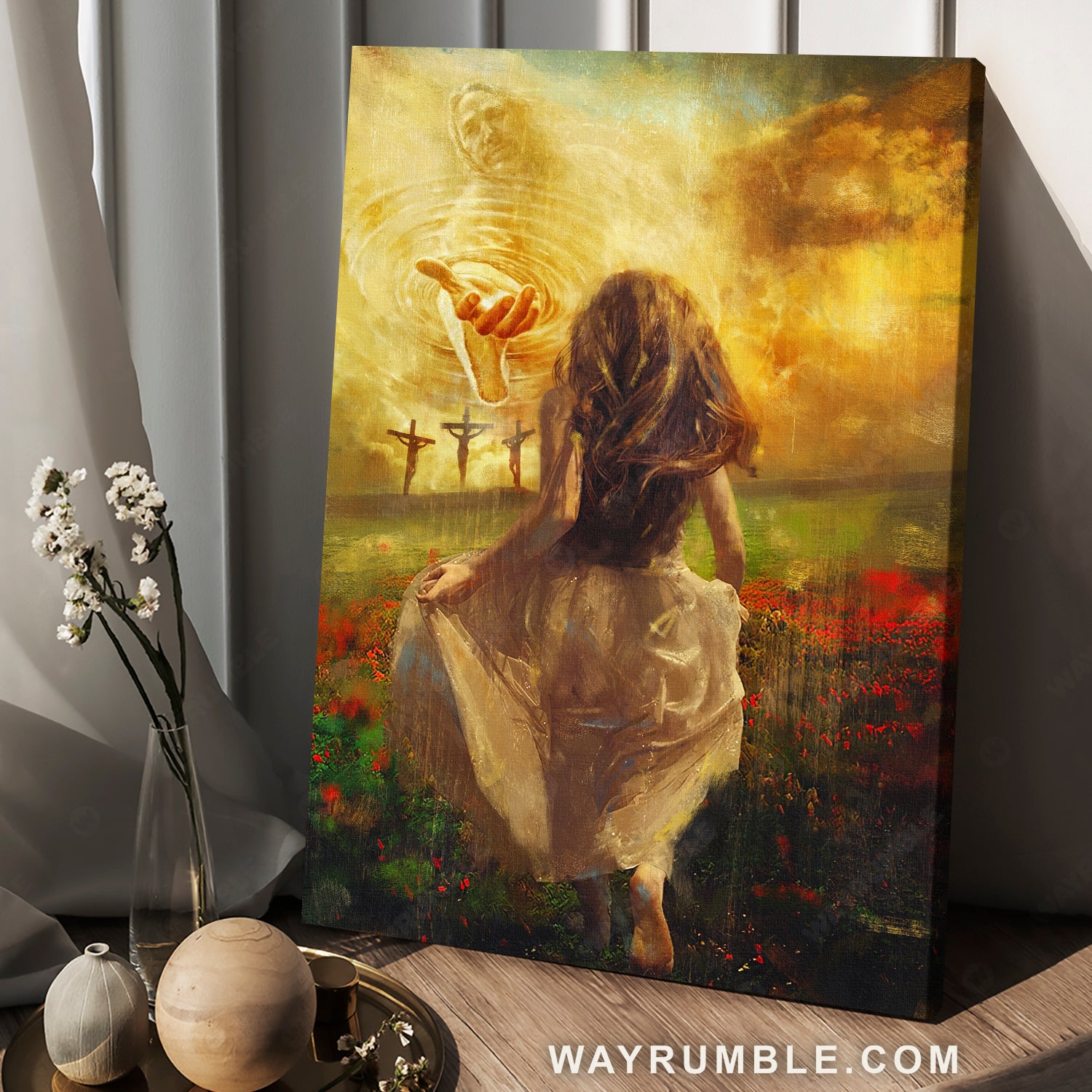 Jesus painting, Beautiful Girl, Into God arms, Run to the beautiful world - Jesus Portrait Canvas Prints, Wall Art