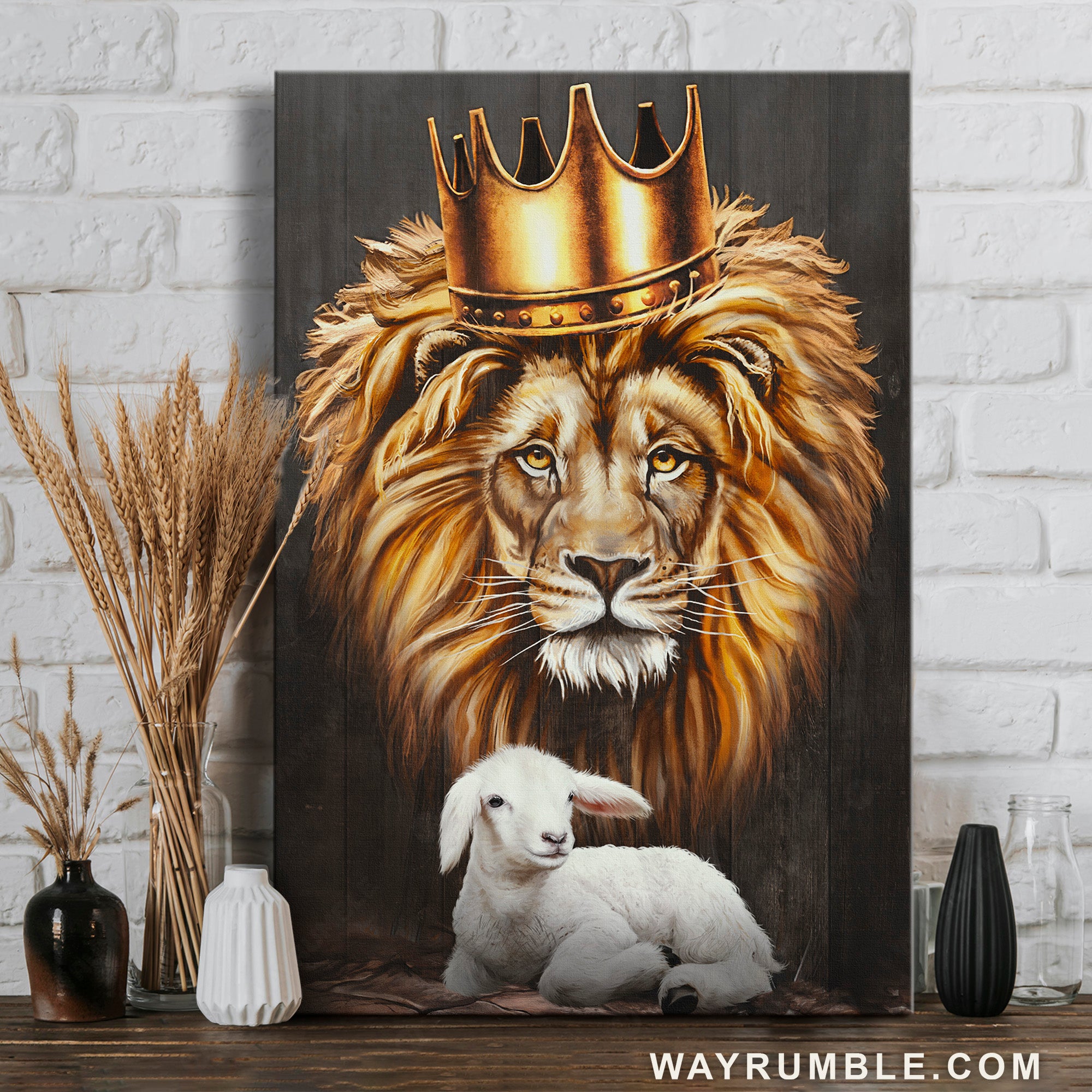 Lion of Judah, Lamb of God, The king of all kings and the innocent lamb - Jesus Portrait Canvas Prints, Christian Wall Art