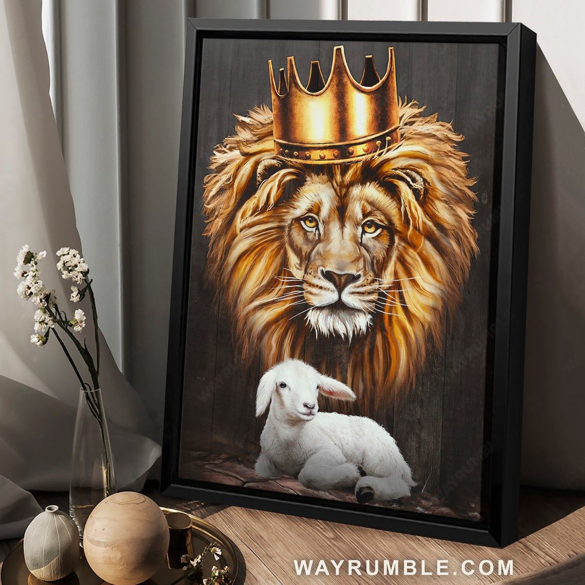 Lion of Judah, Lamb of God, The king of all kings and the innocent lamb - Jesus Portrait Canvas Prints, Christian Wall Art