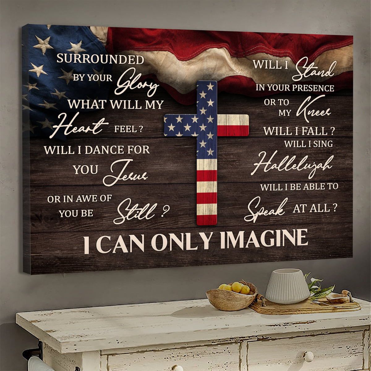 America Flag, The cross, I can only imagine - Jesus Landscape Canvas Prints, Wall Art