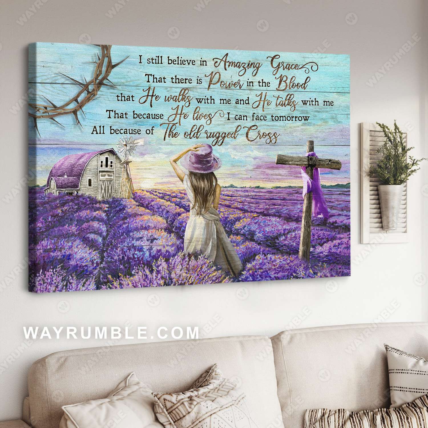 Lavender field, Countryside landscape, Beautiful little girl, I still believe in amazing grace - Jesus Landscape Canvas Prints, Christian Wall Art