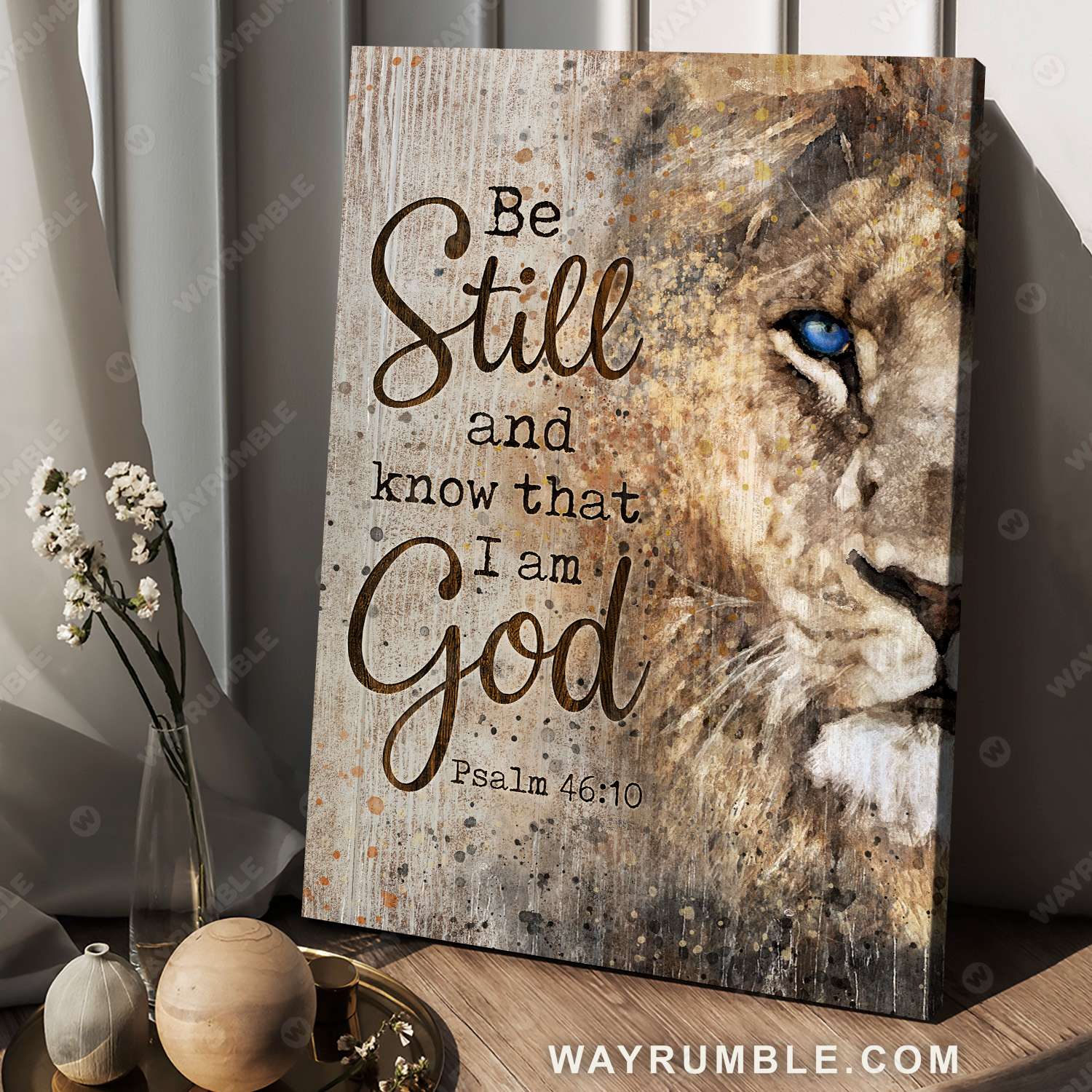 Lion painting, Lion of Judah, Old painting, Be still and know that I am God - Jesus Portrait Canvas Prints, Christian Wall Art