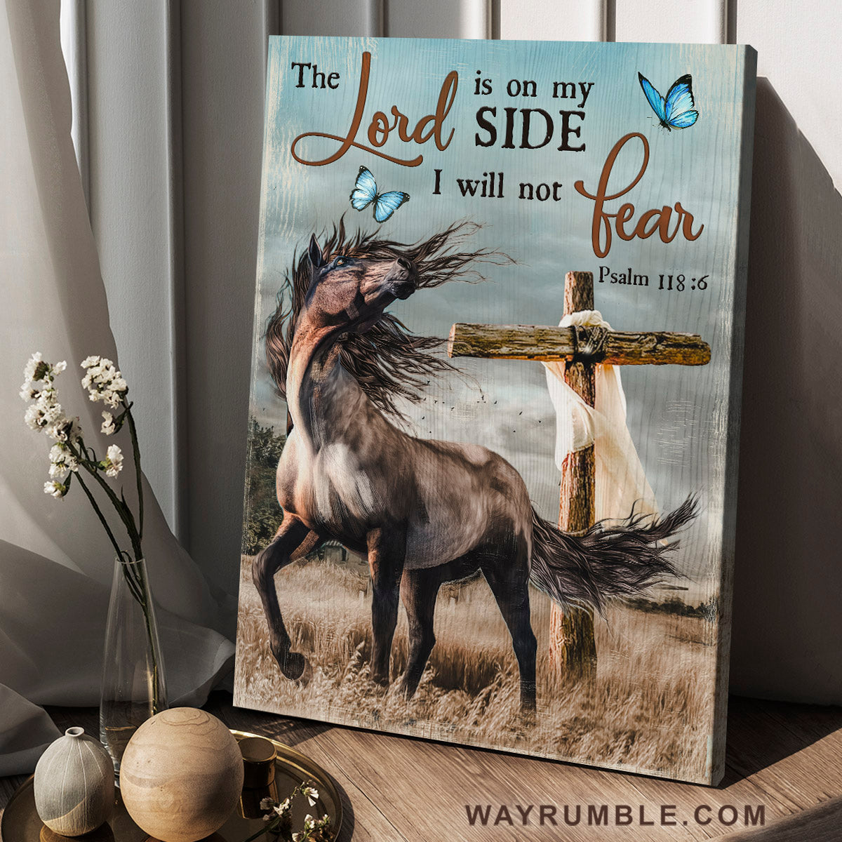 Crazy horse, Wooden cross, The Lord is on my side - Jesus Portrait Canvas Prints, Wall Art