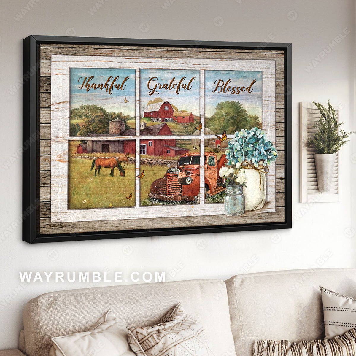 Countryside landscape, Village painting, A peaceful life, Thankful Grateful Blessed - Jesus Landscape Canvas Prints, Wall Art
