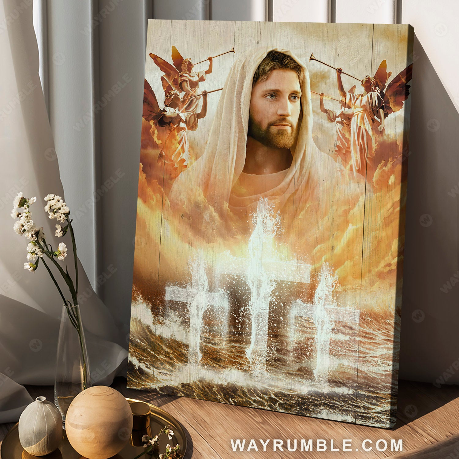 Jesus painting, Ocean painting, Jesus and the angels, He is our savior - Jesus Portrait Canvas Prints, Christian Wall Art