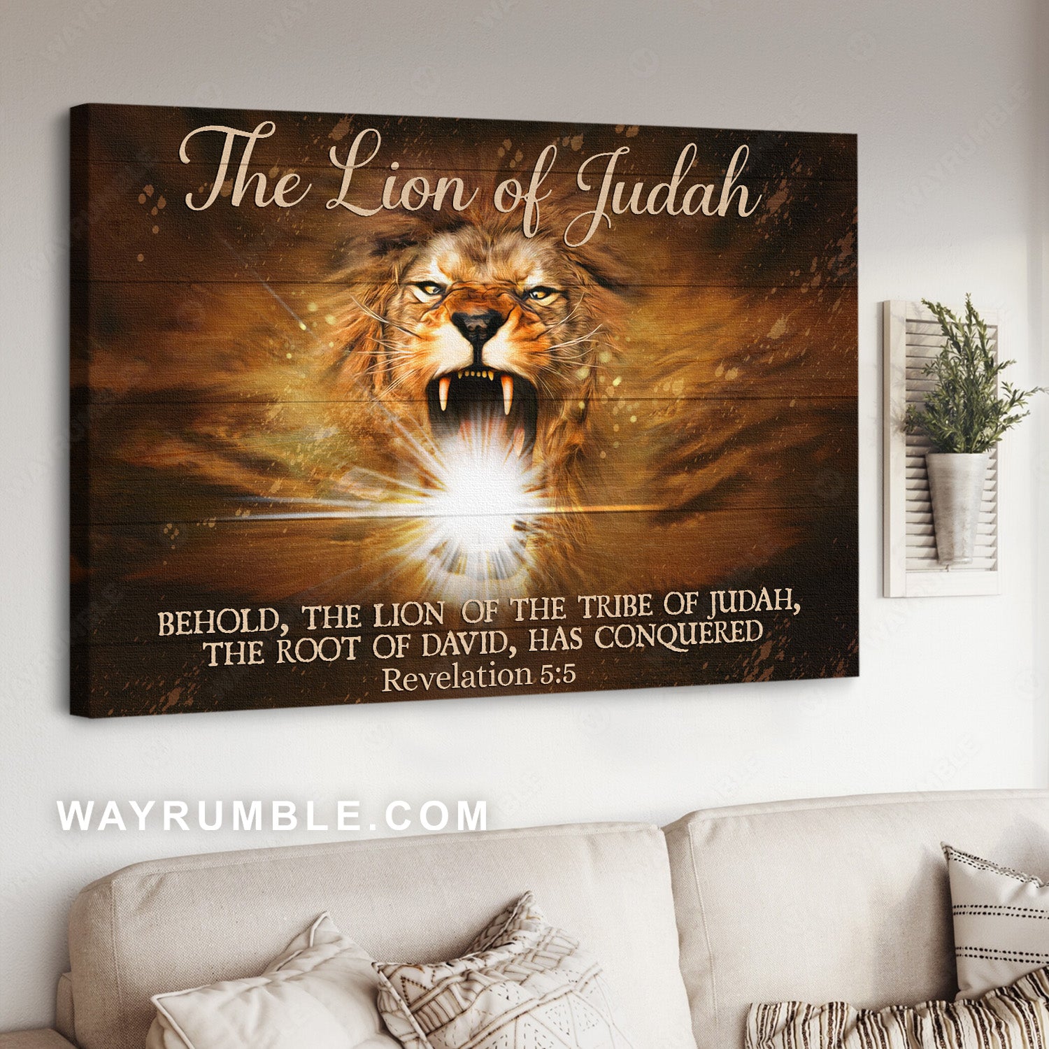 Lion painting, Behold the Lion of the tribe of Judah - Jesus Landscape Canvas Prints, Christian Wall Art
