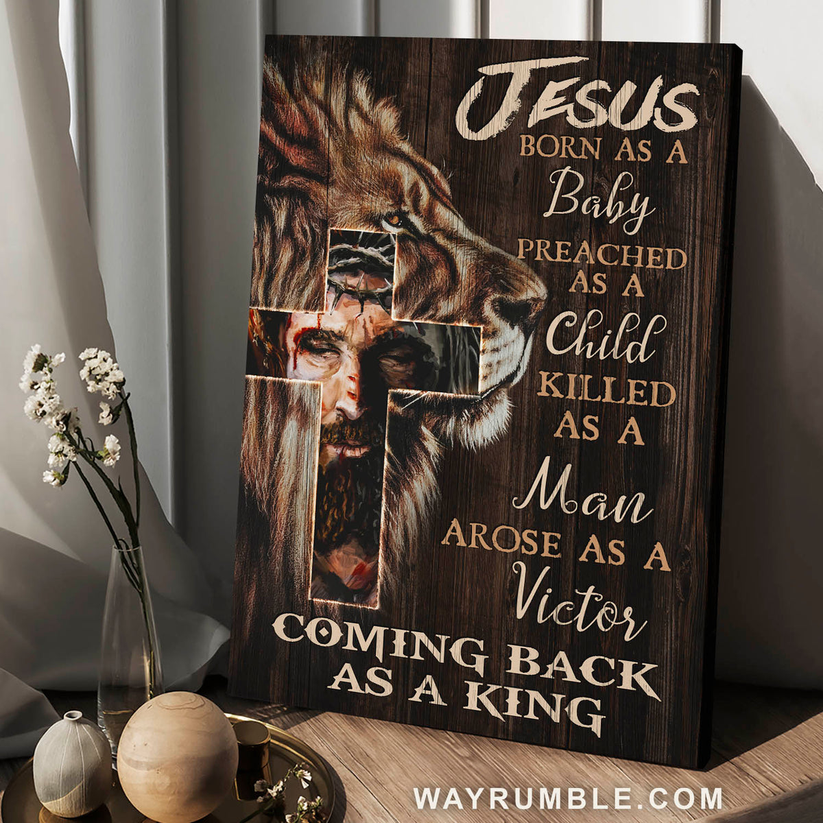 Jesus painting, Lion of Judah, The amazing cross, Coming back as a King - Jesus Portrait Canvas Prints, Christian Wall Art