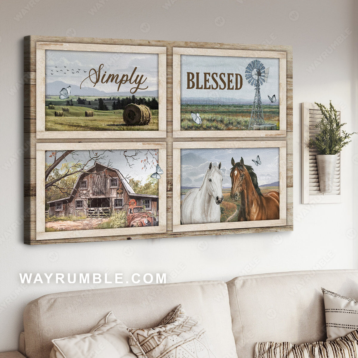 Countryside artwork, Beautiful meadow land, Quarter horse, Simply blessed - Jesus Landscape Canvas Prints, Home Decor Wall Art