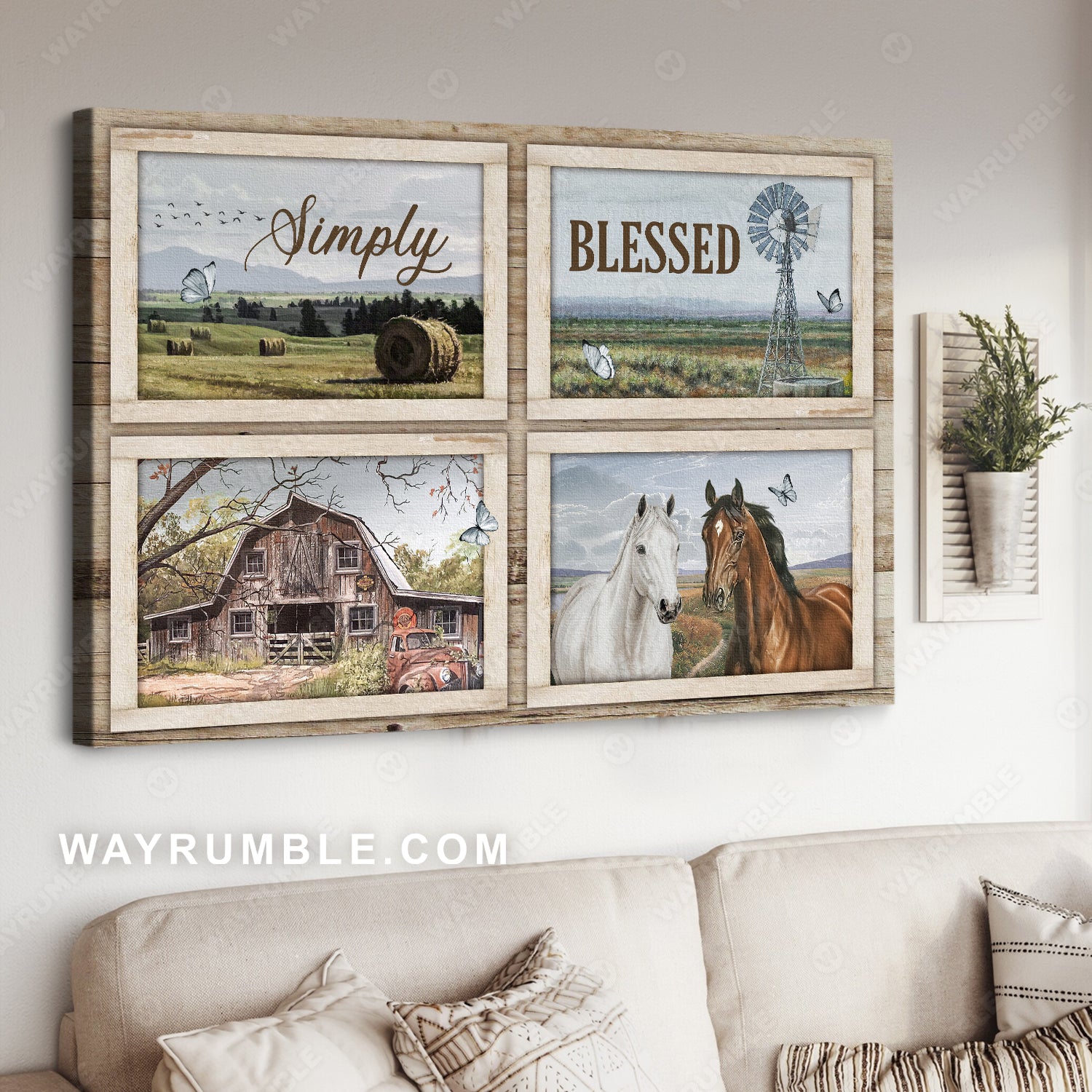 Countryside artwork, Beautiful meadow land, Quarter horse, Simply blessed - Jesus Landscape Canvas Prints, Home Decor Wall Art