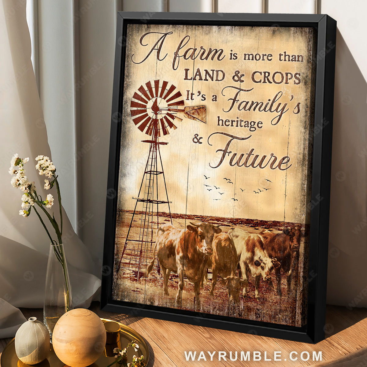 Stunning cow farm, Amazing windmill, A farm is more than land and crops - Jesus Portrait Canvas Prints, Home Decor Wall Art