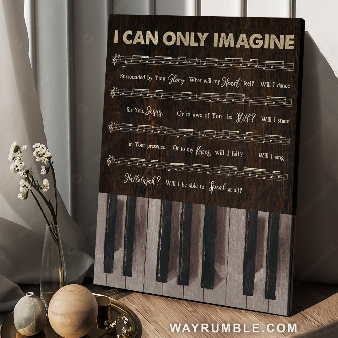 Vintage piano, Music sheet, Gift for piano lover, I can only imagine - Jesus Portrait Canvas Prints, Christian Wall Art