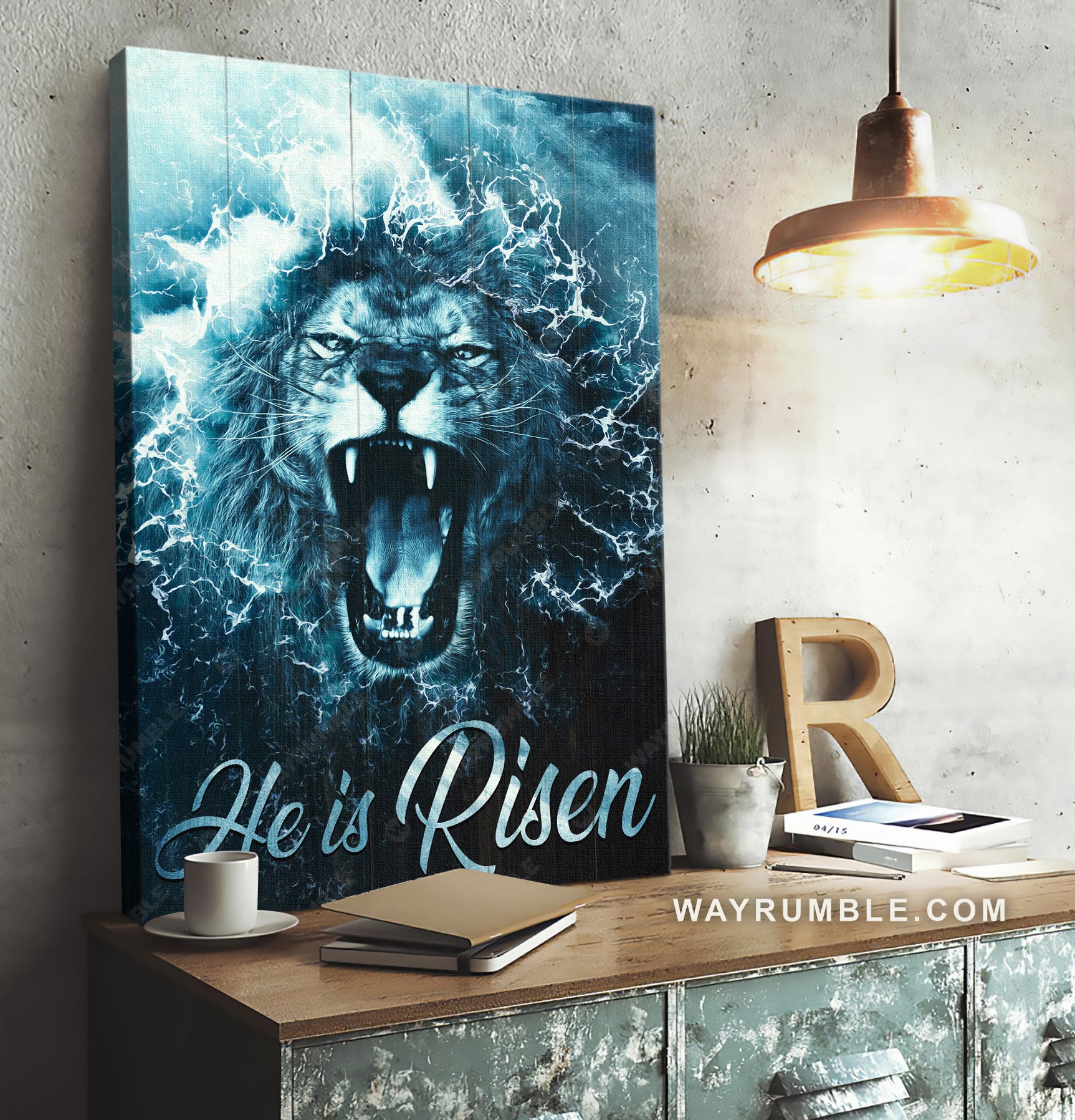 Lion king, Lion of Judah, Under the water, He is risen - Jesus Portrait Canvas Prints, Christian Wall ArtCC