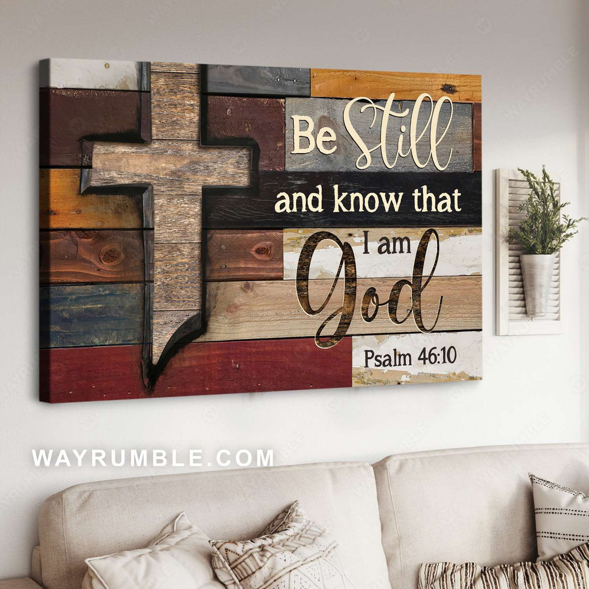 Jesus cross, Wall planks, Be still I am God - Jesus Landscape Canvas Prints, Christian Wall Art