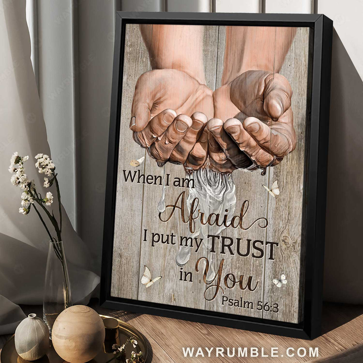 Stunning Jesus hands, White butterfly, I put my trust in you - Jesus Portrait Canvas Prints, Home Decor Wall Art