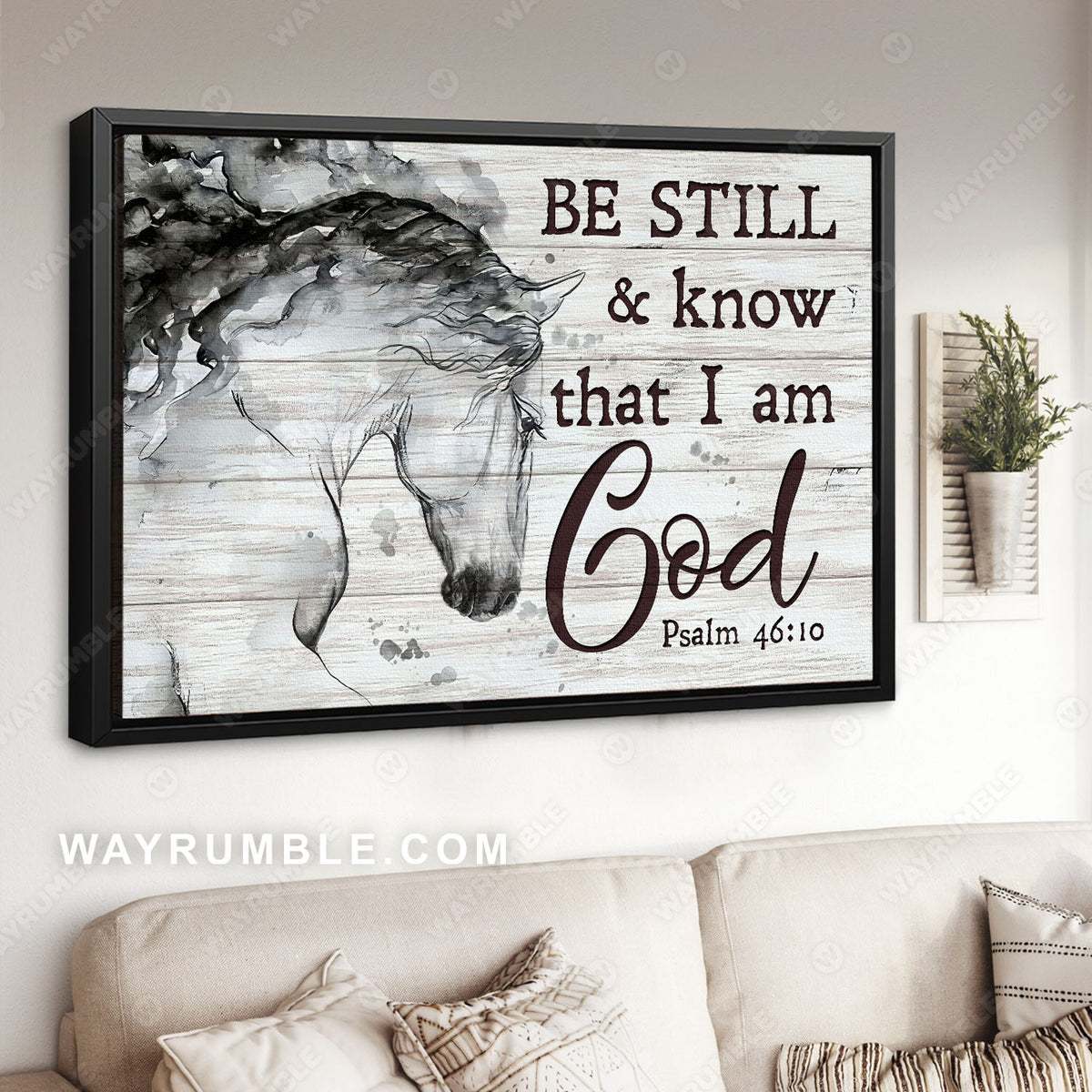 Quarter horse, Black and white painting, Jesus drawing, Be still and know that I am God - Jesus Landscape Canvas Prints, Christian Wall Art
