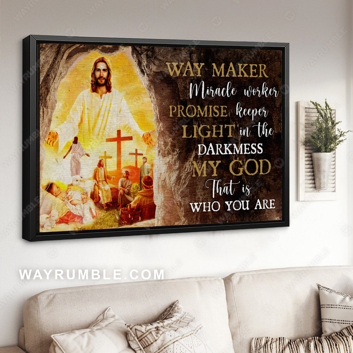 Walking with Jesus, Life of Jesus, Beautiful cave, Way maker, Miracle worker - Jesus Landscape Canvas Prints, Christian Wall Art