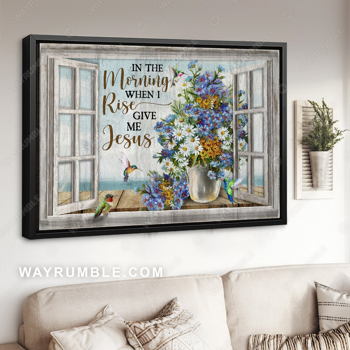 Pretty flower, Hummingbird drawing, In the morning when I rise - Jesus Landscape Canvas Prints, Christian Wall Art