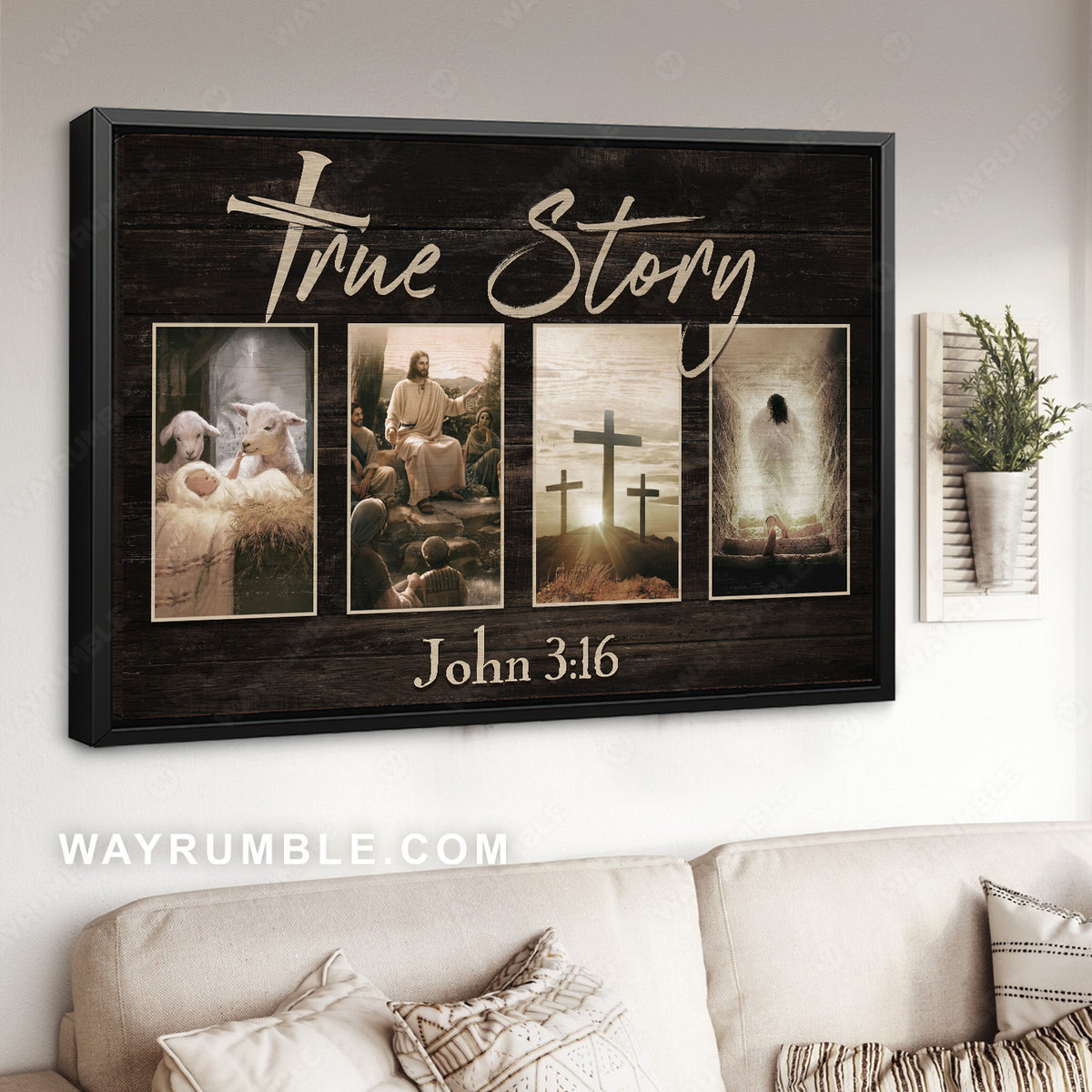 Jesus Christ, Cross symbol, the Lamb of God, True story - Jesus Landscape Canvas Prints, Christian Wall Art