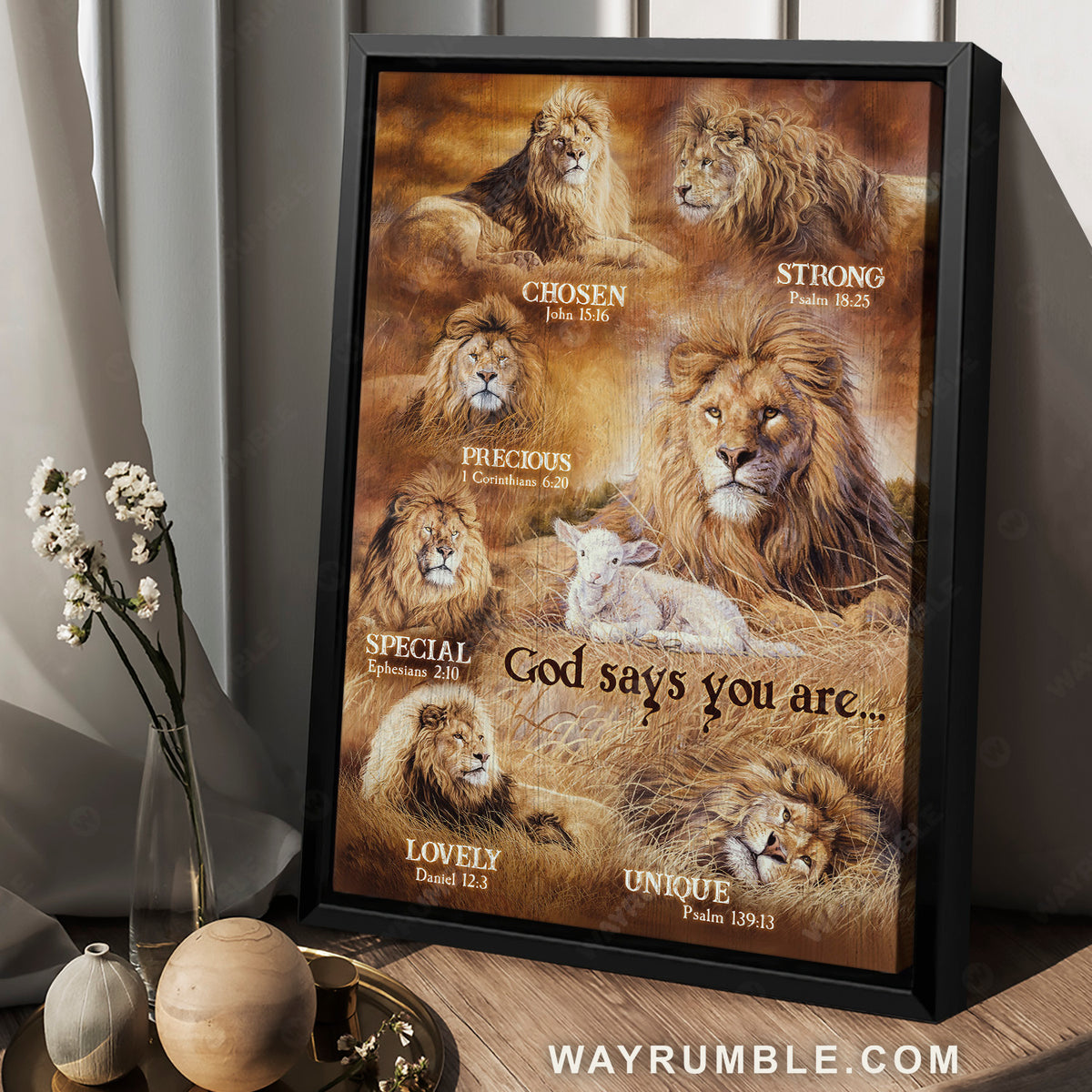 Stunning painting, Lion of Judah, White lamb, God says you are unique - Jesus Portrait Canvas Prints, Home Decor Wall Art