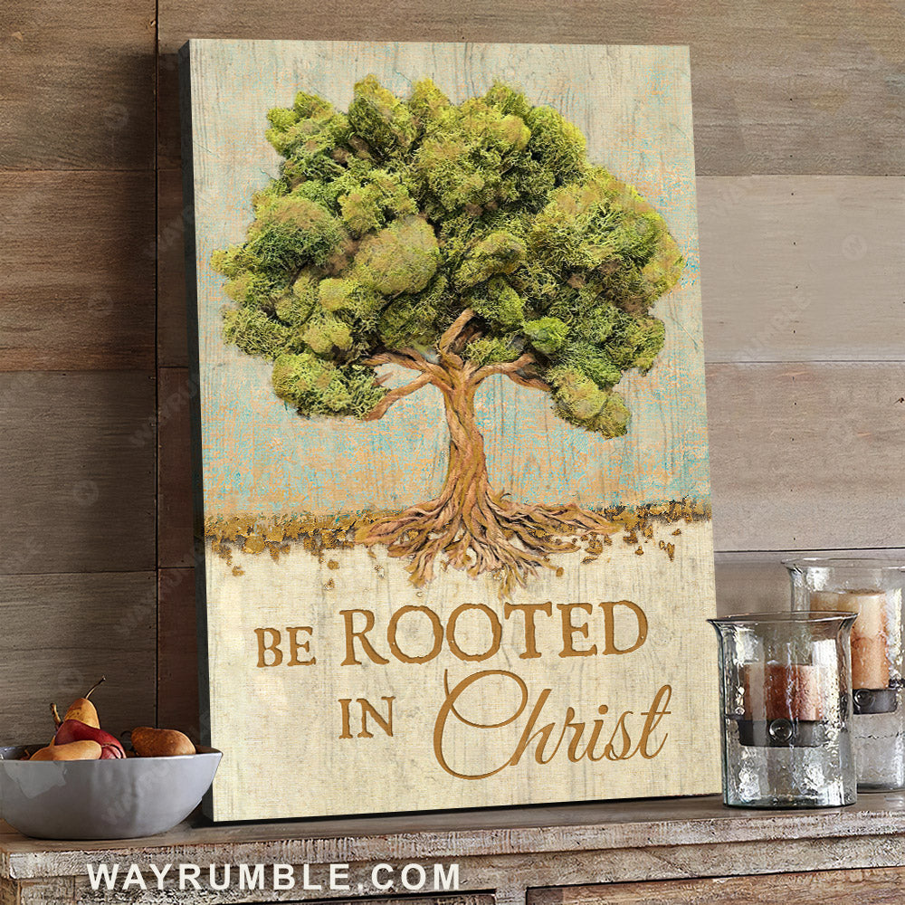 Oldest tree, Green leaf, Blue sky, Be rooted in Christ - Jesus Portrait Canvas Prints, Christian Wall Art