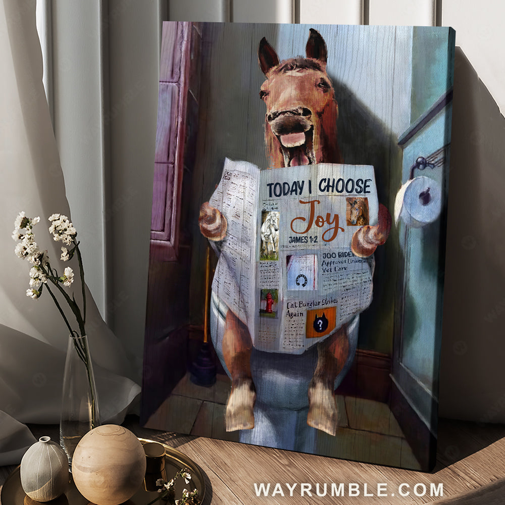 Unique horse, Vintage newspaper, Today I choose joy - Jesus Portrait Canvas Prints, Christian Wall Art