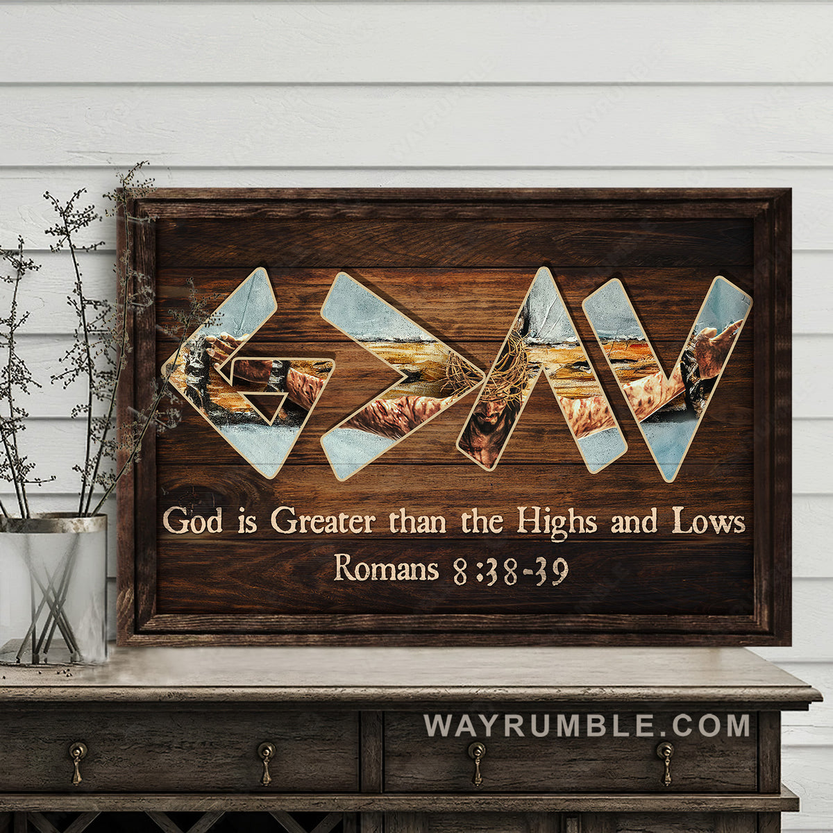 Jesus on cross, Highs &amp; lows, God is greater than the highs and lows - Jesus Landscape Canvas Prints, Christian Wall Art