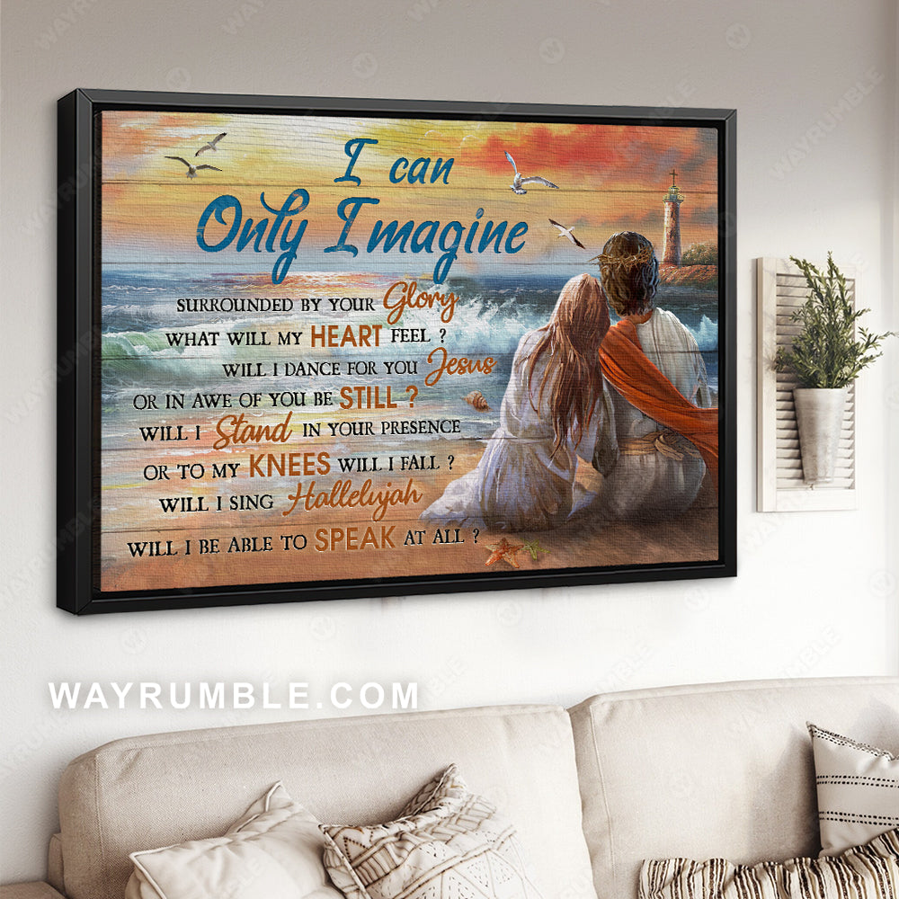 Stunning storm, Orange sunset, Jesus painting, I can only imagine - Jesus Landscape Canvas Prints, Christian Wall Art